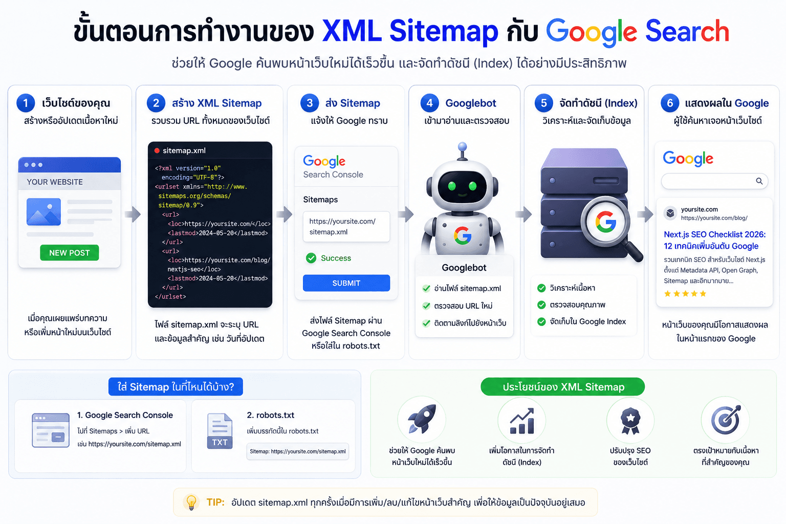 ขั้นตอนการทำงานของ XML Sitemap กับ Google Search